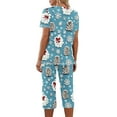 thumbnail image 3 of Riecok Pajama Sets for Women Long Sleeve Santa Claus Printed Tops and Capris Holiday Cozy Nightwear Outfits, 3 of 5