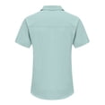 thumbnail image 3 of KIHOUT Summer Mens Shirts, Fashion Men Short Sleeve V-Neck Solid Button Casual T-Shirt Tops Blouse Mint Green 3XL, 3 of 4