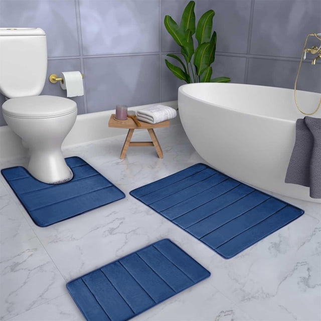 Alfombras de baño, alfombras para sala de estar, alfombra de área, alfombra de baño, juego de tres piezas para inodoro y baño, alfombrilla antideslizante para el hogar, alfombra acolchada de color sól