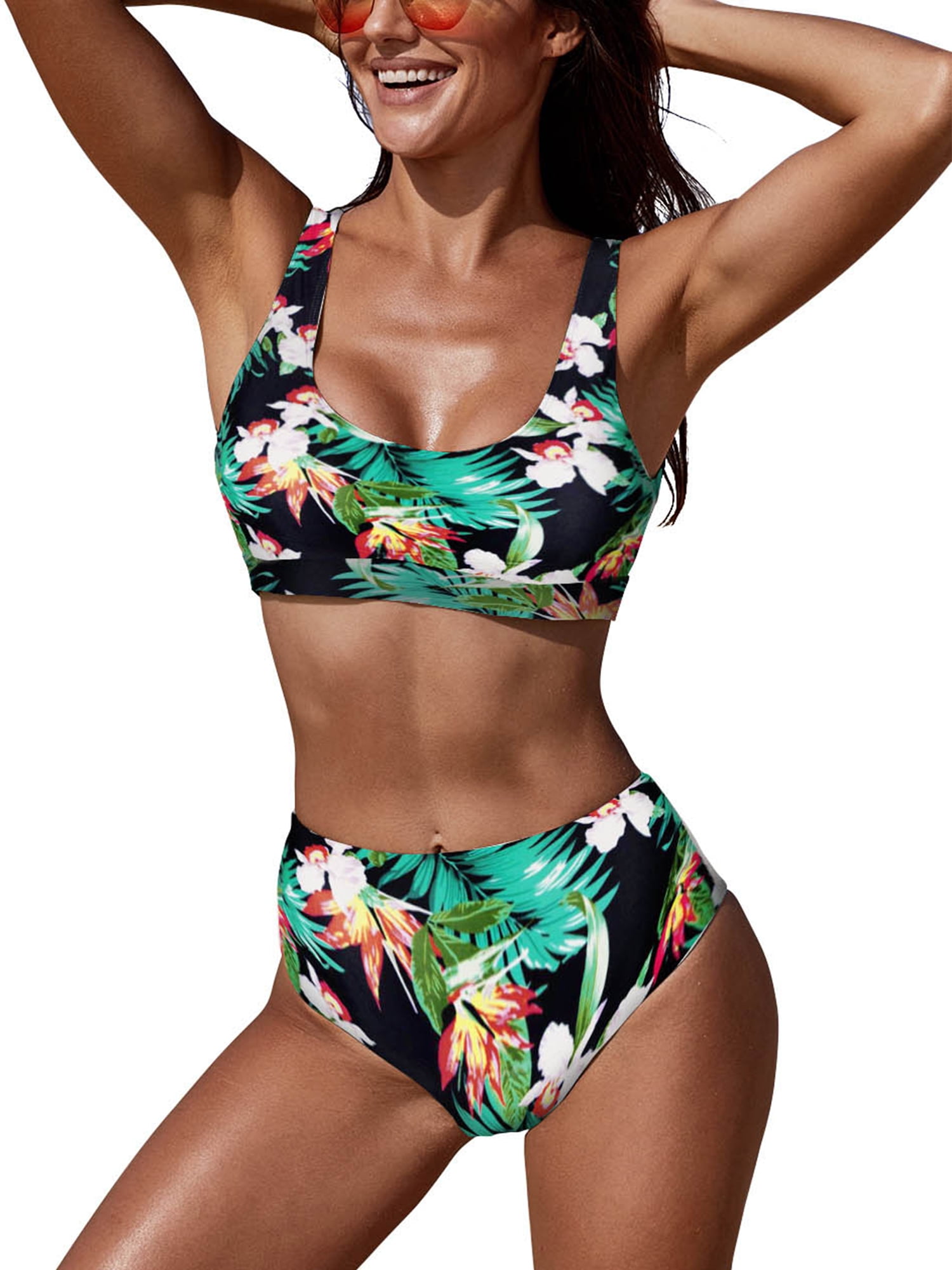  MakeMeChic Women's 2 Piece Floral Bikini Sets Backless
