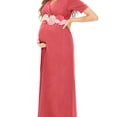thumbnail image 1 of QJUHUNG [Arrivée Rapide] Superbe Robe Maxi de Maternité à Fleurs - Robes pour Femmes Enceintes avec Encolure en V Froncée, Ceinture Enveloppante et Design Prêt pour Séance Photo - Parfait pour Baby Shower et Prénat, 1 of 7