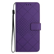 Dteck for Samsung Galaxy S8 Magnetic Case, Premium PU Leather Folio Flip Wallet Case with Card Holder Cash Slot Lanyard Strap Kickstand Function Embossed Pattern Slim Shockproof Cover, purple