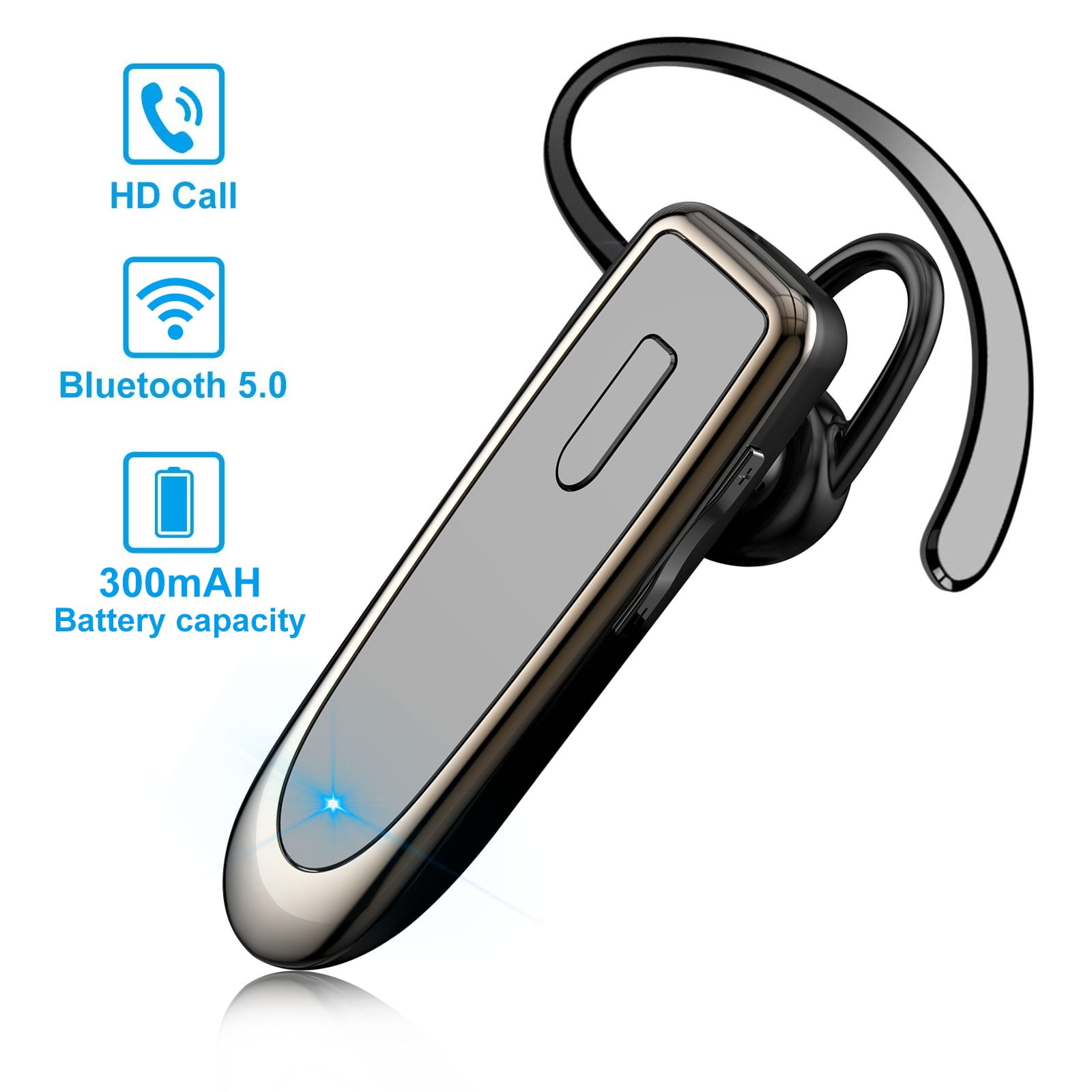 Bluetooth Earpiece for Cell Phone, Wireless Handsfree Headset, 48Hrs