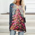 thumbnail image 2 of Riecok Christmas Long Sleeve Shirts Women Round Neck Tunic Tops Xmas Tree Print Raglan Sleeve Blouses Cozy Dressy Clothes, 2 of 5