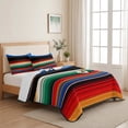 thumbnail image 5 of King Quilt Set 96''x106'', Colorful Striped Lightweight Summer Bedspread Coverlet Set with 2 Pillow Shams, Boho Rainbow Abstract Stripes Art Breathable All Season Quilt Bedding for Bedroom/Guest Room, 5 of 9