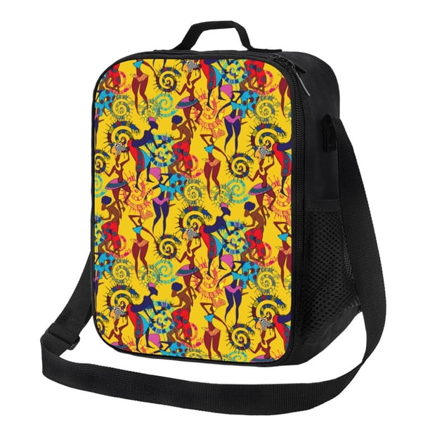 Balery Dancing African Women Caja de Almuerzo y Bolsa de Almuerzo para Hombres y Mujeres, Bolsa de Almuerzo Reutilizable con Gran Capacidad, Bolsa de Almuerzo Aislada