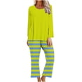 thumbnail image 2 of Blouses pour Femmes, Mode Féminine Imprimé Non Positionné Col Rond Manches Longues Ensemble Pantalon Long, 2 of 5