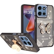 For Moto G 2025/2026/G Play 2026 Case 3D Butterfly Charm Stand + Tempered Glass