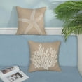 thumbnail image 5 of Coastal Pillow Covers 16x16 Inch Set of 2 Brown Tan Coral Starfish Throw Pillows Summer Nautical Beach Ocean Decorations Linen Pillowcase Outdoor Decor Farmhouse Cushion Case for Home Bedroom, 5 of 6