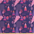 thumbnail image 1 of Geometric Sofa Upholstery Fabric by the Yard, Christmas Themed Polka Dots Stars Snowflakes Triangles and Zigzags, Decorative Fabric for DIY and Home Accents, Dark Indigo Coral Pink by Ambesonne, 1 of 4