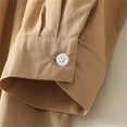 thumbnail image 5 of Women's Button Down Shirt Long Sleeve Collared Solid Color Blouse Top Loose Fit Casual Business Office Wear | CSEONE,Khaki L, 5 of 8