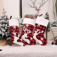thumbnail image 5 of Pretty Comy Christmas Stocking, 18" Plaid Large Stockings Xmas Reindeer, Snowflake Plush Family Stocking for Christmas Decorations for Boys Girls Baby, 5 of 6
