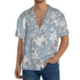 thumbnail image 3 of Xecao offers the Lily Flower for Men's Casual Short-sleeved Shirt, a button-up collared shirt with a pocket, perfect for beach vacations and yacht travel in the X-Large size., 3 of 7