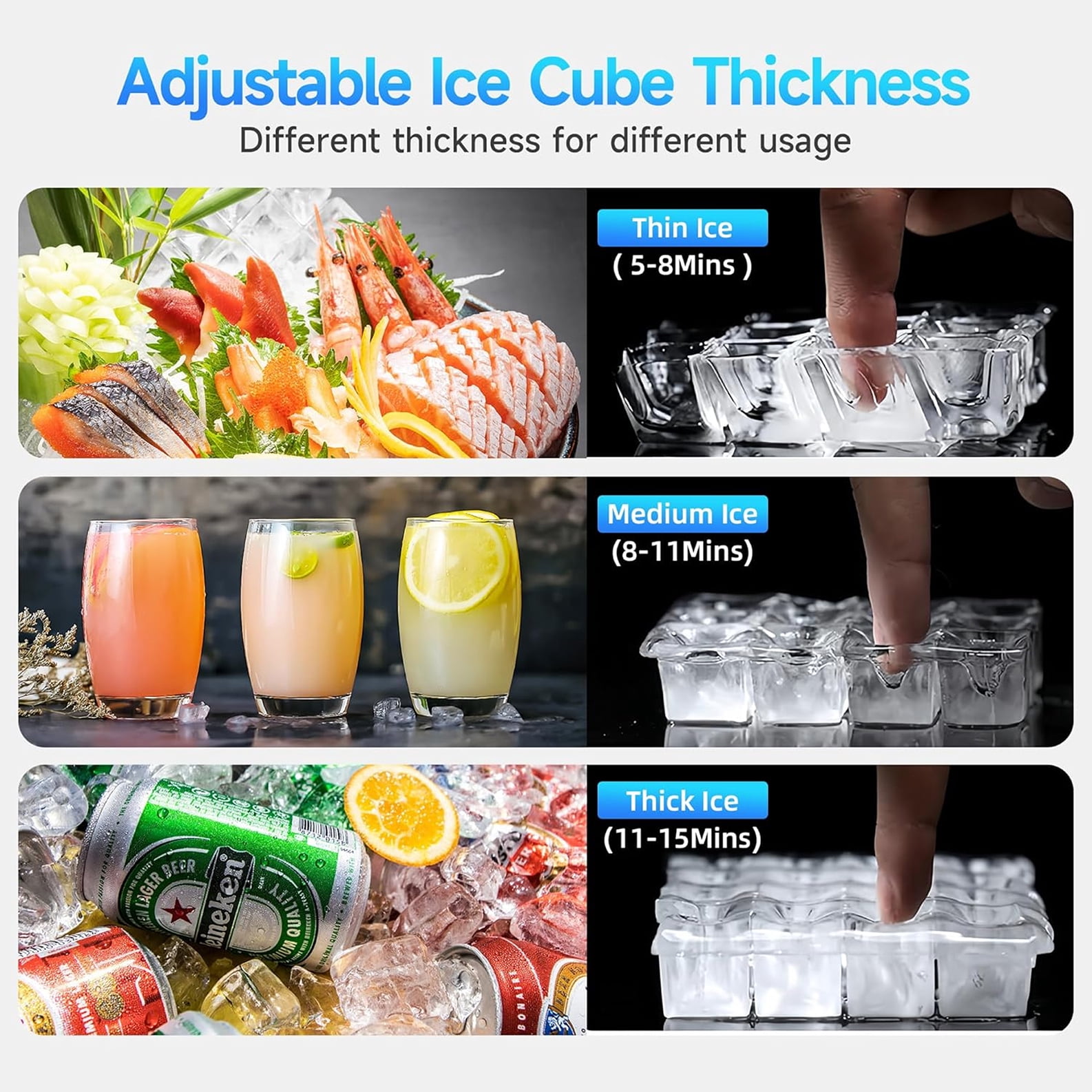 Commercial Ice Cube Maker Machine 219lbs 24hrs, 26'' Flip-up Door for Commercial Use, NSF ETL