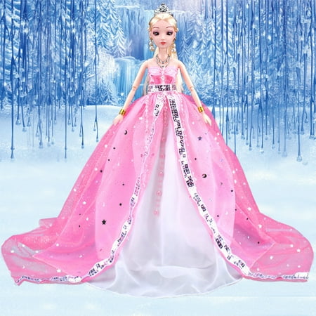 Princess Wedding Dress Noble Party Gown for Ice Princess Dolls Doll Outfit Best Gift for Girl' Doll Color:Pink Height:without (Best Wedding Gown Preservation)