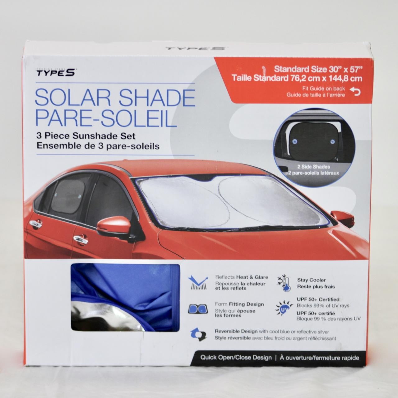 TypeS Solar Shade 3 piece 30 X 57 Sunshade Set Blue
