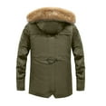 thumbnail image 2 of Men's Autumn&Winter Solid Color Long Sleeved Jacket Hooded Plush Collar Parkas, 2 of 2