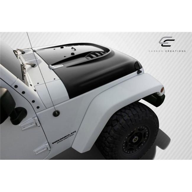 Carbon Creations 109921 2007-2017 Jeep Wrangler Power Dome Hood#44;  Signature Black Piece