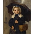 thumbnail image 2 of Albert Anker 12x14 Black Ornate Wood Framed Double Matted Museum Art Print Titled: Louise Anker with an Umbrella (1872), 2 of 5