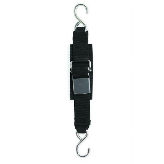 Boat Buckle F12067 2.0 in. x 6 ft. Stainless Steel Kwik Lok Transom Tie-Downs, Black - Set of 2