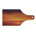 thumbnail image 2 of Ocean Cutting Board, Sunrise over the Sea in Morning Shoreline Natural Waterscape View Scene Print, Tempered Glass Cutting and Serving Board, Wine Bottle Shape, Orange Red Purple, by Ambesonne, 2 of 5