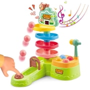 UQN Ball Drop Toys for 1 Year Old, Toddlers Toys with Hammer Pound Balls, Shoot Balls Game, Scoring Game, Ball Drop Tower for 1 Year Boys Girls Toys Gift, Montessori Toys for Toddlers 1-3 Year Old
