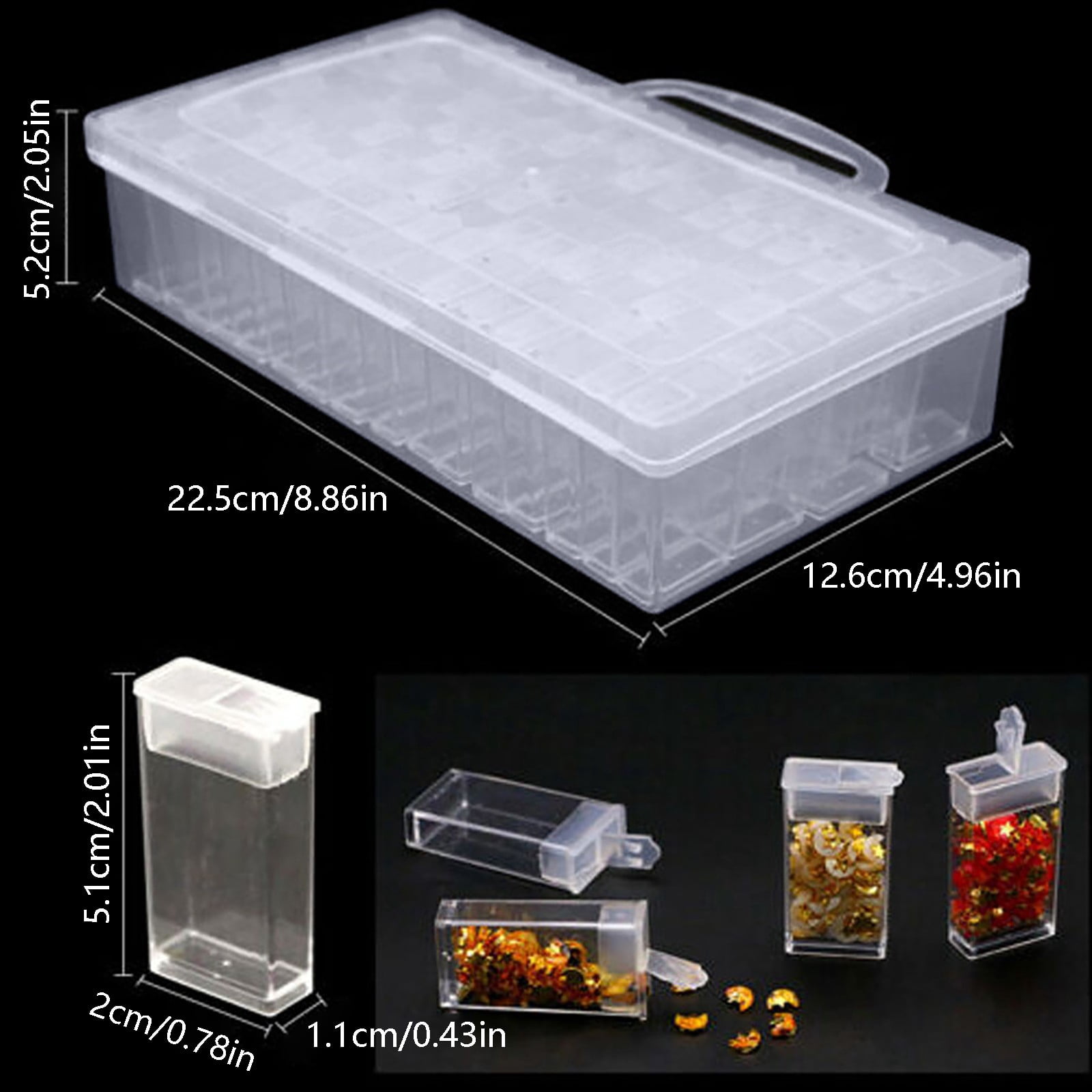 Grid Storage Box Cozival 64-Grid Transparent Plastic Storage Box with Dividers - Adjustable Organizer for Jewelry, 5D Embroidery & Art Accessories, Portable for Crafts & Beads, Craft Organizer, White
