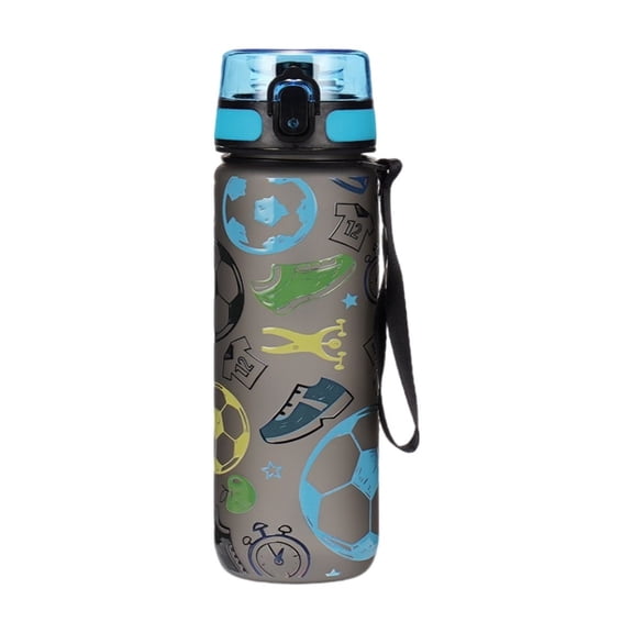 Boys Soccer Pattern Water Bottle 750/1000ml Plastic Leakproof Sports Water CupPortable Flip Lid for School Gym Football Training