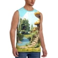 thumbnail image 2 of Balery Cartoon Mushroom House Camisetas sin mangas para hombre, absorbe la humedad y protege contra el mal olor.-XX-Large, 2 of 7