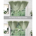thumbnail image 5 of Sage Green Ombre Waterfall Valances for Windows, Farmhouse Green Gradient Modern Art Kitchen Sheer Valance Curtains, Rod Pocket Elegant Swag Valances for Living Room Bedroom, 47.2"x38.5", 2 Panel, 5 of 8