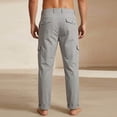 thumbnail image 5 of Mens Cotton Linen Golf Dress Pants with Cargo Pocket Classic Fit Flat Front Hidden Expandable Waist No Iron Wrinkle Free Business Casual formal Work to Weekend Big and Tall Size M-3XL Gray, 5 of 6