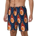 thumbnail image 2 of Balery American Football and Fire Flames Mens Swim Trunks Swim Shorts for Men Quick Dry Inseam Beach Shorts with Compression Liner Pocket-Small, 2 of 9