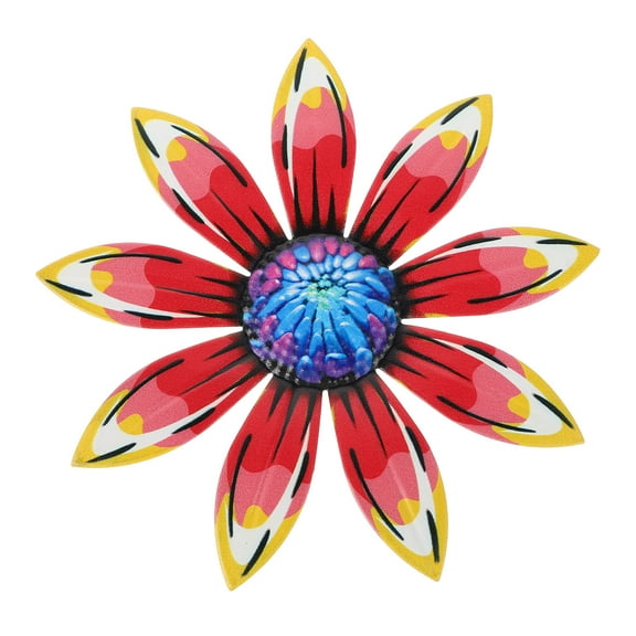 GOOHOCHY Red Metal Flower Wall Art Decor Craft for Living Room Garden Small Size Iron Wall Hanging