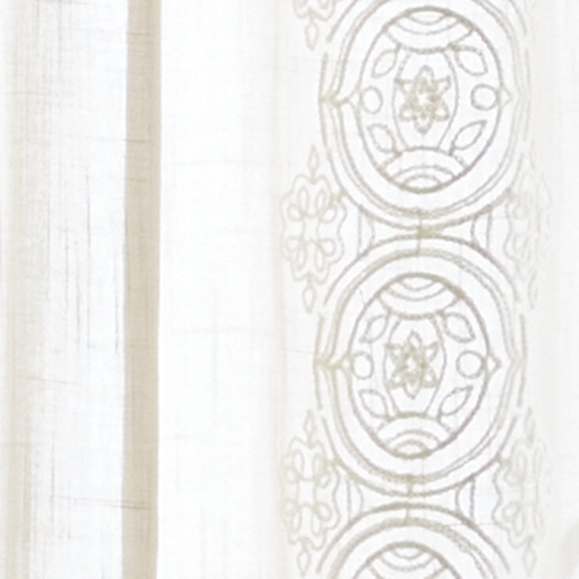 Better Homes & Gardens Embroidered Border Papyrus Beige Light Filtering Pole Top Back Tab Single Curtain Panel, 50" W x 84" L