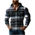 thumbnail image 2 of FDGIU 2025 Men's Hooded Flannel Shirt - Button Down Plaid Shacket, Fleece Lined Fall Jacket with Pockets, Fall Winter Top, 2 of 5