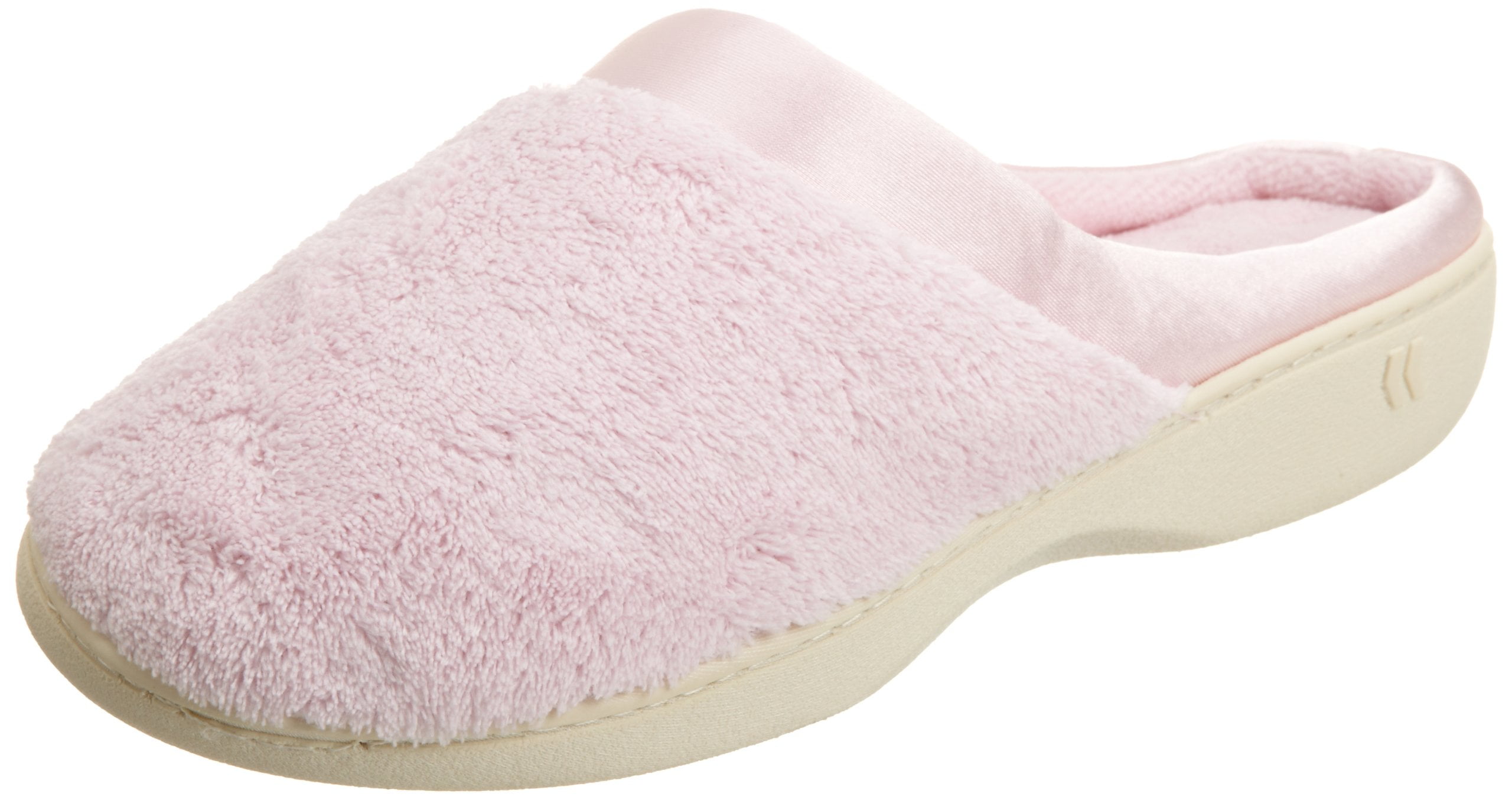 Isotoner Women's Microterry PillowStep Satin Cuff Clog Slippers (Peony