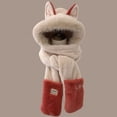 thumbnail image 2 of Winter 3 in 1 Hat Scarf Glove Set, Warm Women Siamese Hooded Scarf Gloves Pocket Hat, Long Scarf Shawl Wraps Coral fleece, 2 of 6