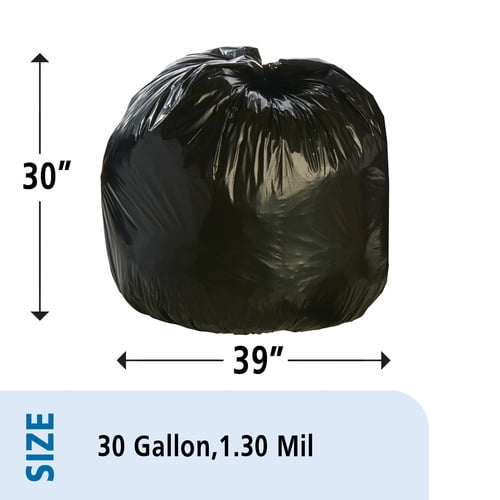 Stout Recycled Content Trash Bags 30 gal - 30" Width x 39" Length x 1.30 mil (33 Micron) Thickness - Brown - Plastic, Resin - 100/Carton - Home, Office, Industrial