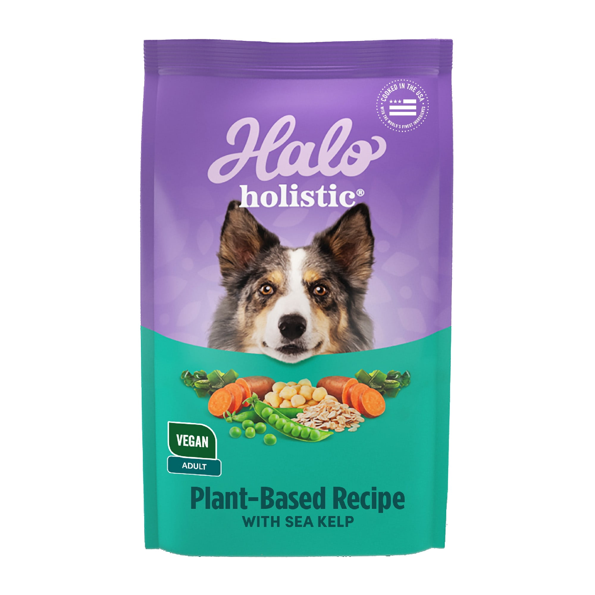 Halo Holistic Vegan Complete Digestive Health Plant-Based Recipe with Kelp Adult Formula Dry Dog Food, 3.5 lbs.