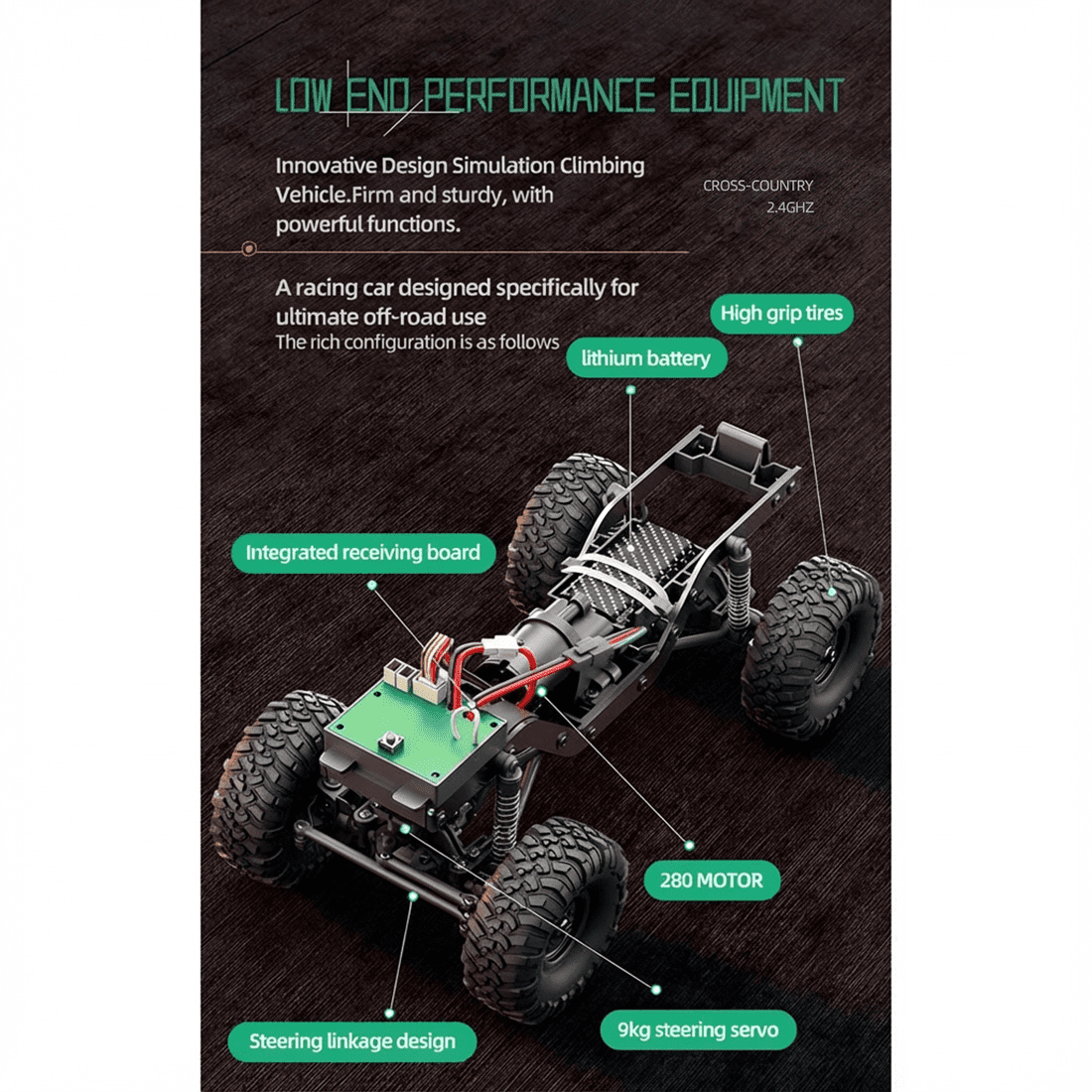 1/16 Scale Full-Proportional RC Crawler Pickup Truck - 4WD Off-Road Vehicle with Metal Chassis & LED Lights, RC Car for Adult Hobbyists, Red