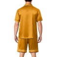 thumbnail image 4 of VV AVEORS Mens Pajamas Set Silk Satin Sleepwear Short Sleeve Button Down Pjs Set 2 Piece Comfort Loungewear With Pockets Orange 4XL, 4 of 6