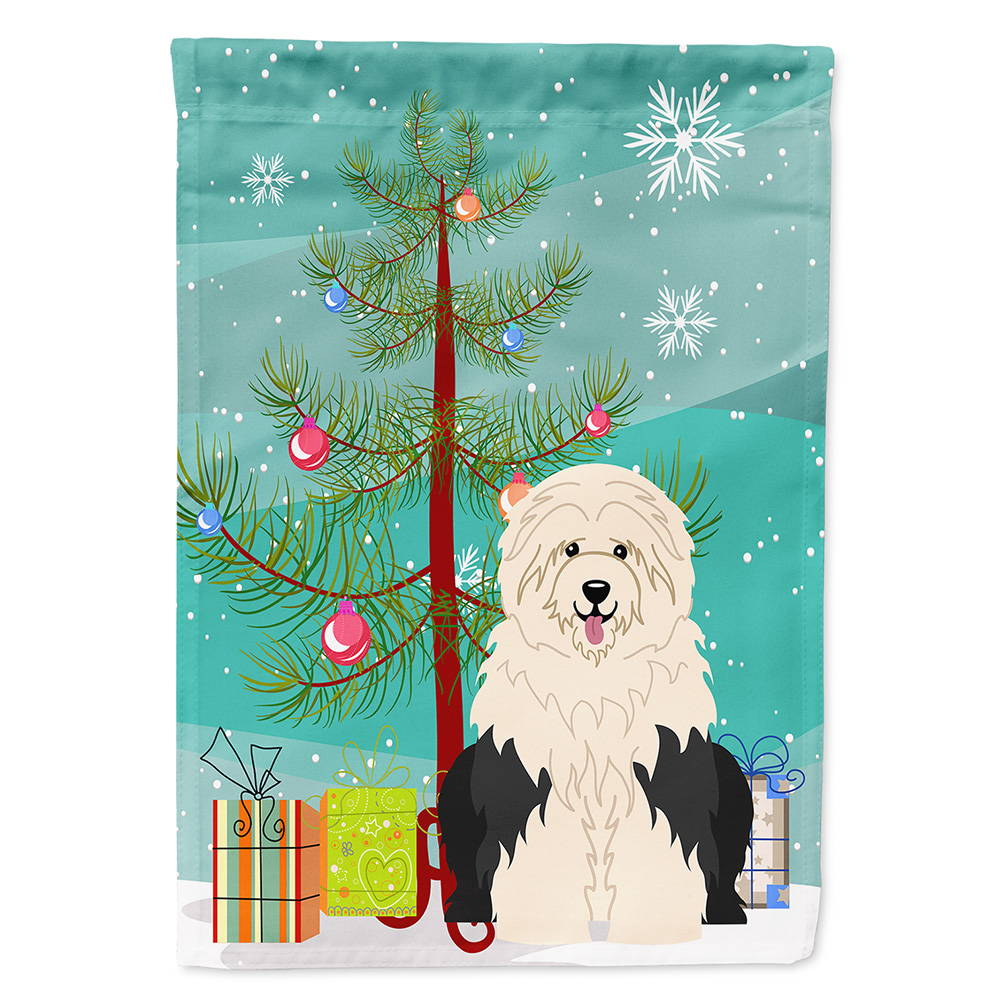 Merry Christmas Tree Old English Sheepdog Garden Flag