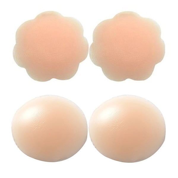 Okany 2 Pairs Women Push Up Bra Invisible Self Adhesive Silicone Nipple Covers Reusable Silicone Pasties Cup B-D 