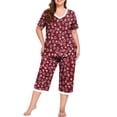 thumbnail image 6 of Cueply Women Plus Size Pajamas Set Short Sleeve Pjs Sleepwear Loungewear Nightwear with Pockets, 6 of 8