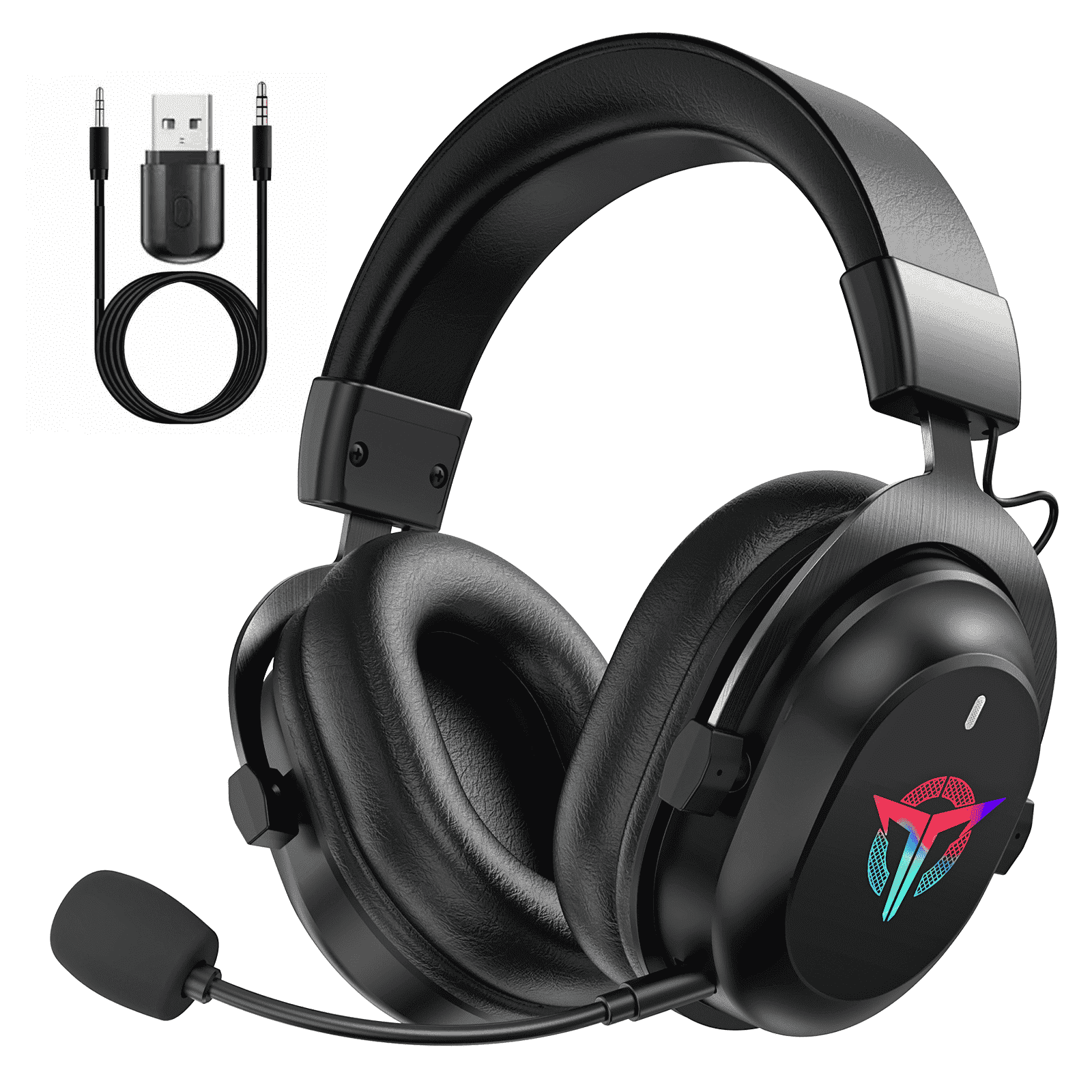 UHM Wireless Gaming Headset for PS5/PS4/PC/ Nintendo Switch,Foldable Over Ear 2.4G/Bluetooth Gaming Headphones with Detachable Noise-Canceling Microphone, Stereo Sound ,Wired Mode for Xbox,Black