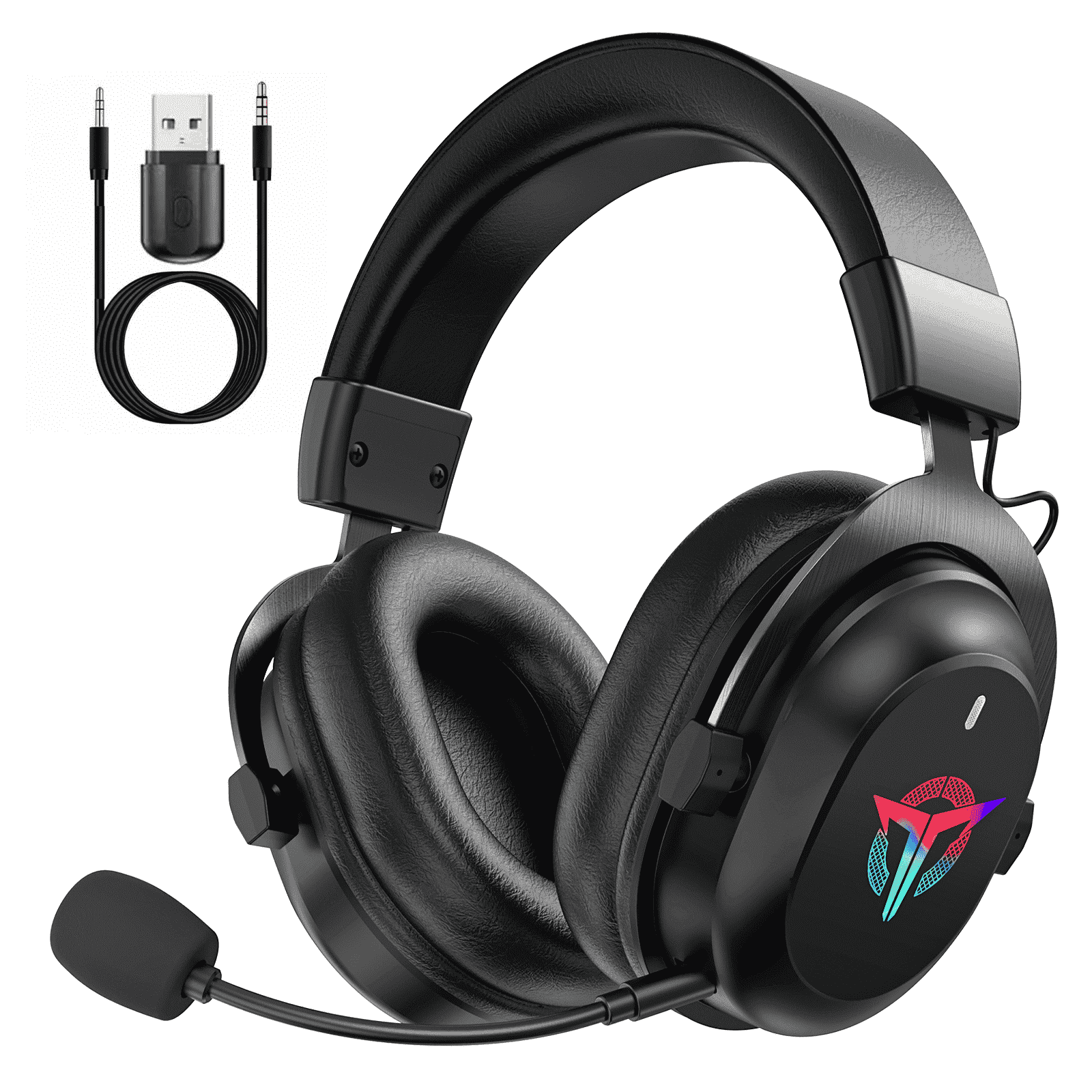 UHM Wireless Gaming Headset for PS5/PS4/PC/ Nintendo Switch,Foldable Over Ear 2.4G/Bluetooth Gaming Headphones with Detachable Noise-Canceling Microphone, Stereo Sound ,Wired Mode for Xbox,Black