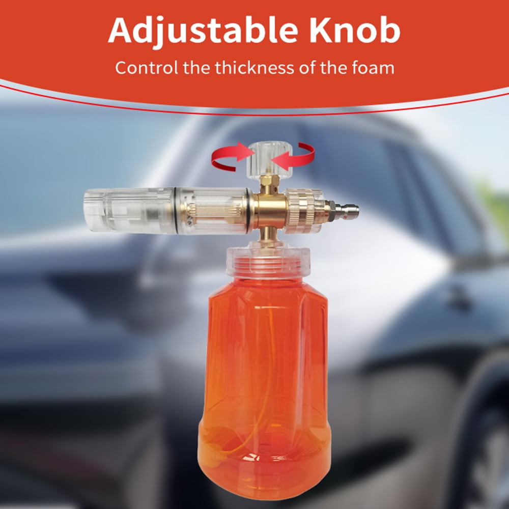 NFTIGB Foam Cannon for Pressure Washer, Car Foam Blaster Adjustable Snow Foam Lance with 1/4 Inch (6.35 mm) Quick Connector and 1 Liter (33.8 oz) Bottle, Orange
