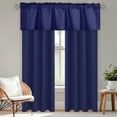 thumbnail image 3 of XWZO Farmhouse Blue Valance Curtain for Kitchen, Room Darkening Rod Pocket Short Curtains for Bathroom, Window Toppers Cafe Curtain 1 Panel, W42 x L12, Navy Blue, 3 of 11