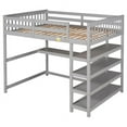 thumbnail image 6 of Harper & Bright Designs Full Size Rubber Wooden Loft Bed with Storage Shelves and Under-Bed Desk for Teens Adult, Gray, 6 of 13
