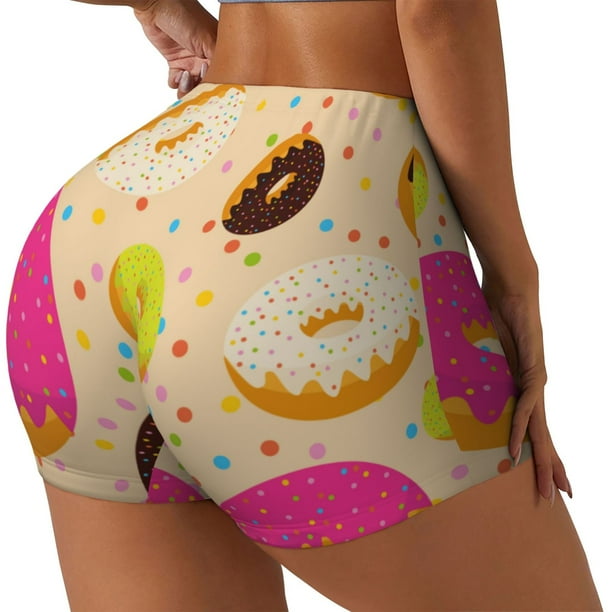 Fotbe Donuts Shorts Sin Costuras – Shorts Deportivos de Cintura Alta para Mujer, Elásticos para Gimnasio, Yoga, Running o Ciclismo-Small